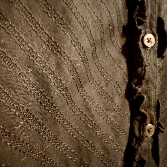 Jones New York Signature black button down, small ruffles alongside buttons - Picture 7 of 8